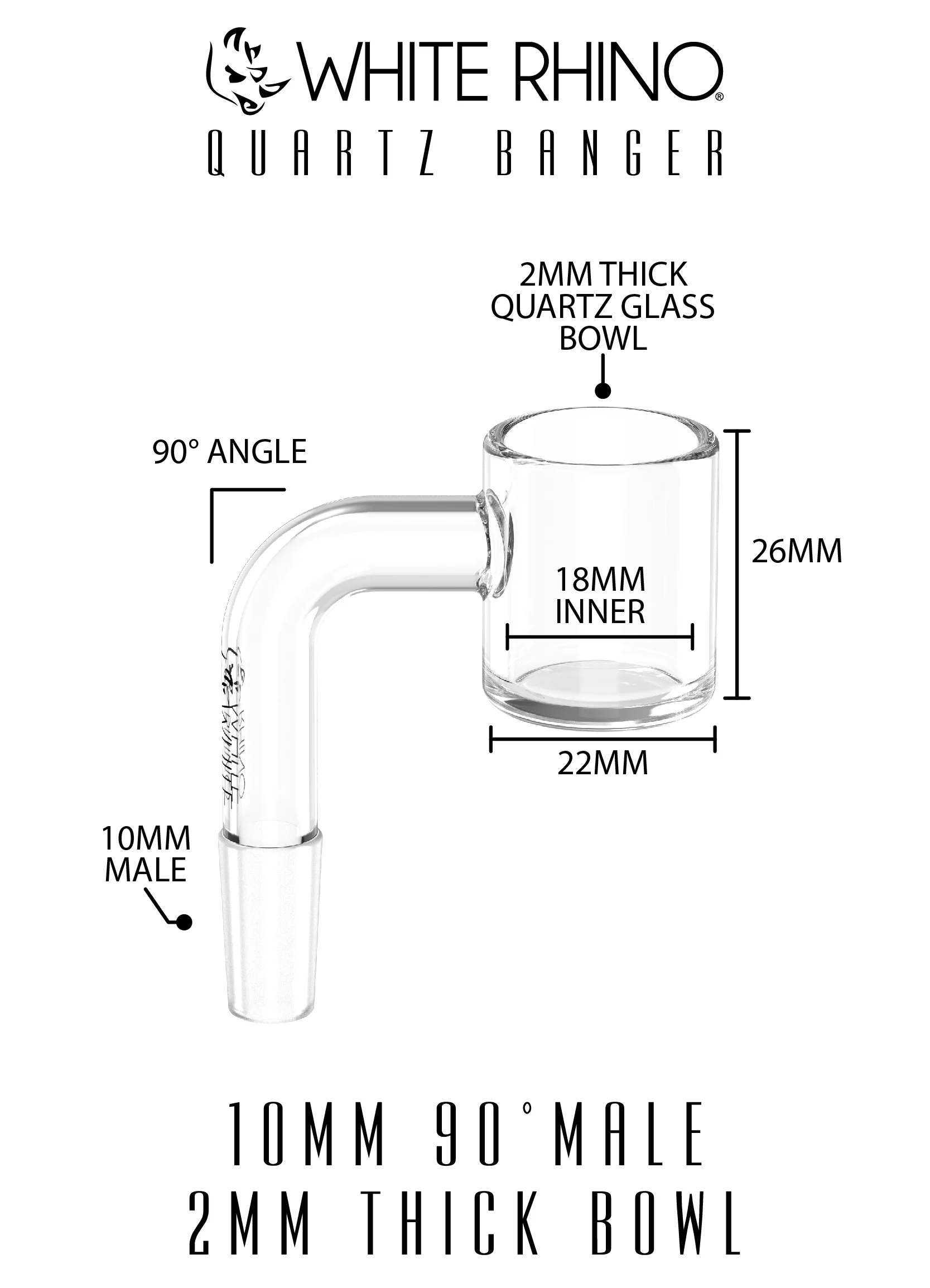 10MM 90° MALE QUARTZ BANGER 2MM  - 5 COUNT DISPLAY - Image 10
