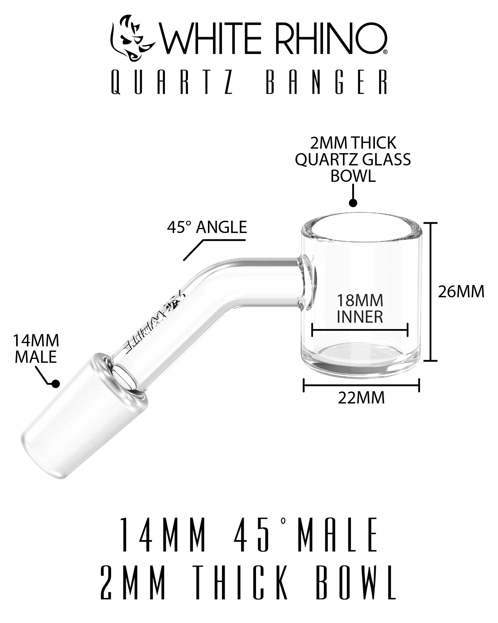 14MM 45° MALE QUARTZ BANGER 2MM  - 5 COUNT DISPLAY - Image 10