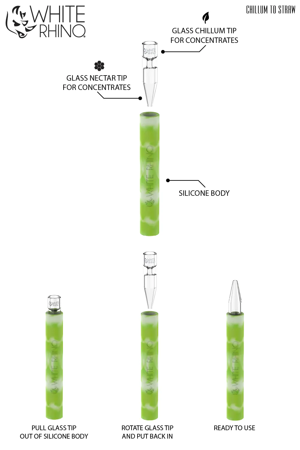 CHILLUM TO STRAW GLOW IN THE DARK - 25 COUNT DISPLAY (QUARTZ) - Image 6