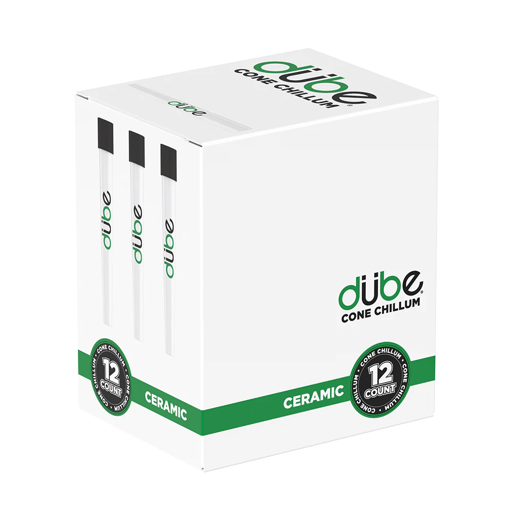 DUBE WHITE CERAMIC CONE CHILLUM WITH CAP - 12 COUNT DISPLAY - Image 4