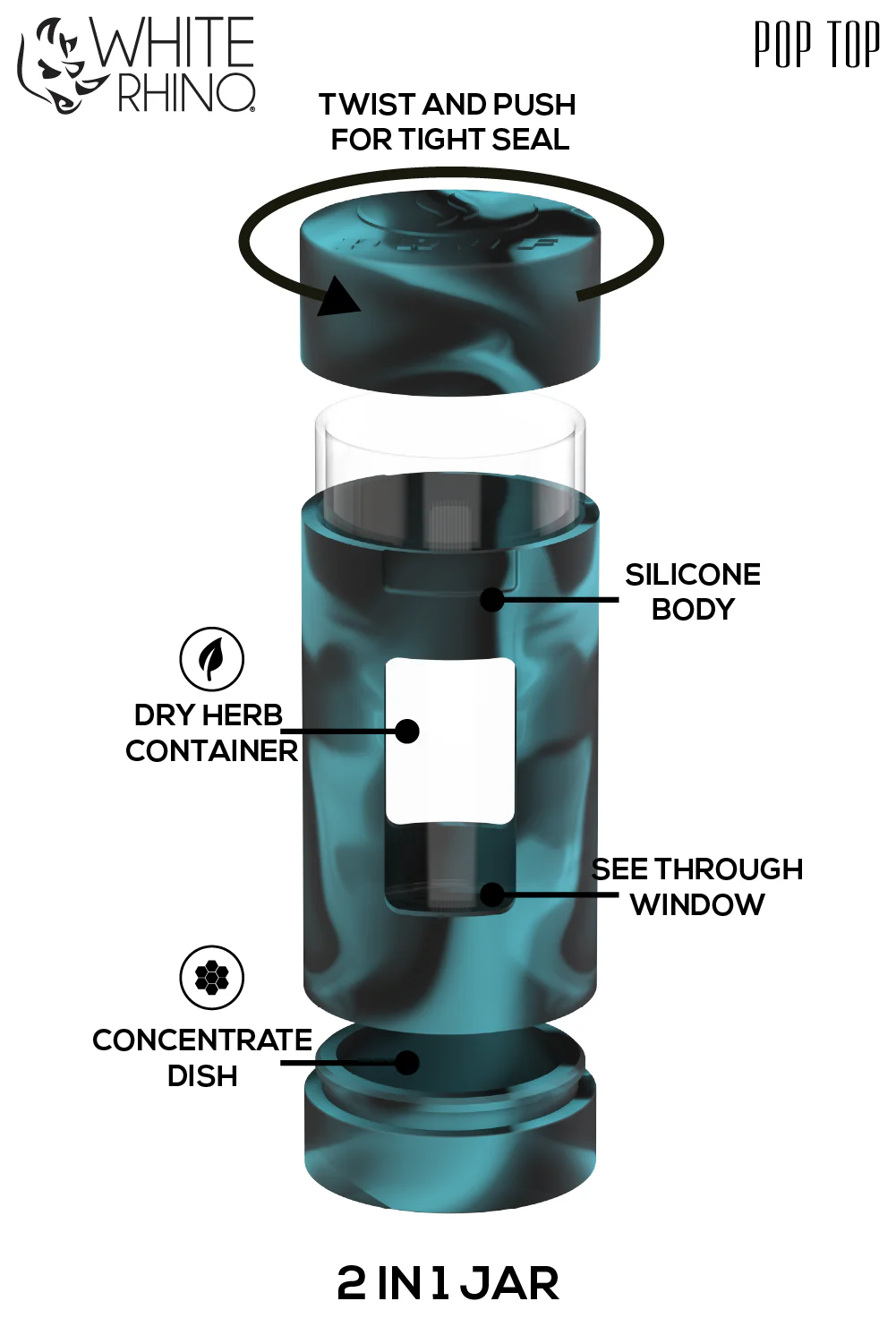 PRUF 2-1 JAR TURQUOISE/BLACK - 4 COUNT DISPLAY - Image 7