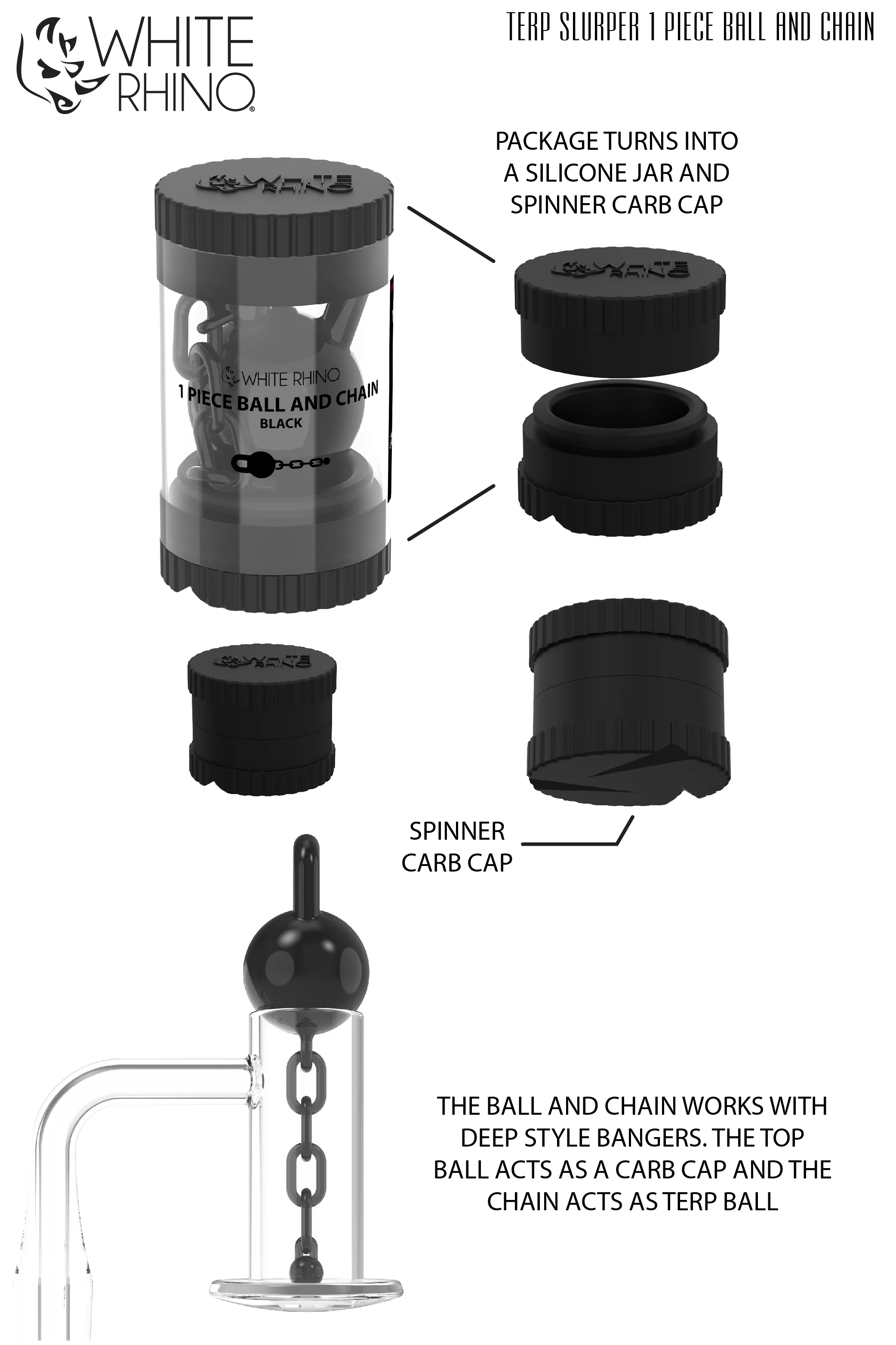 TERP SLURPER 1 PIECE BALL AND CHAIN BLACK - 6 COUNT DISPLAY - Image 8