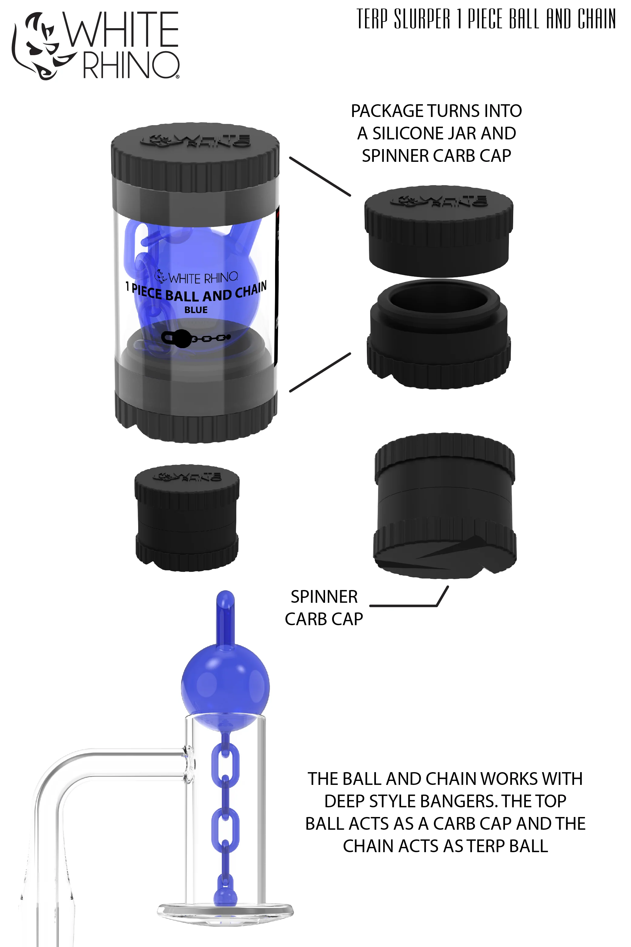 TERP SLURPER 1 PIECE BALL AND CHAIN BLUE - 6 COUNT DISPLAY - Image 8