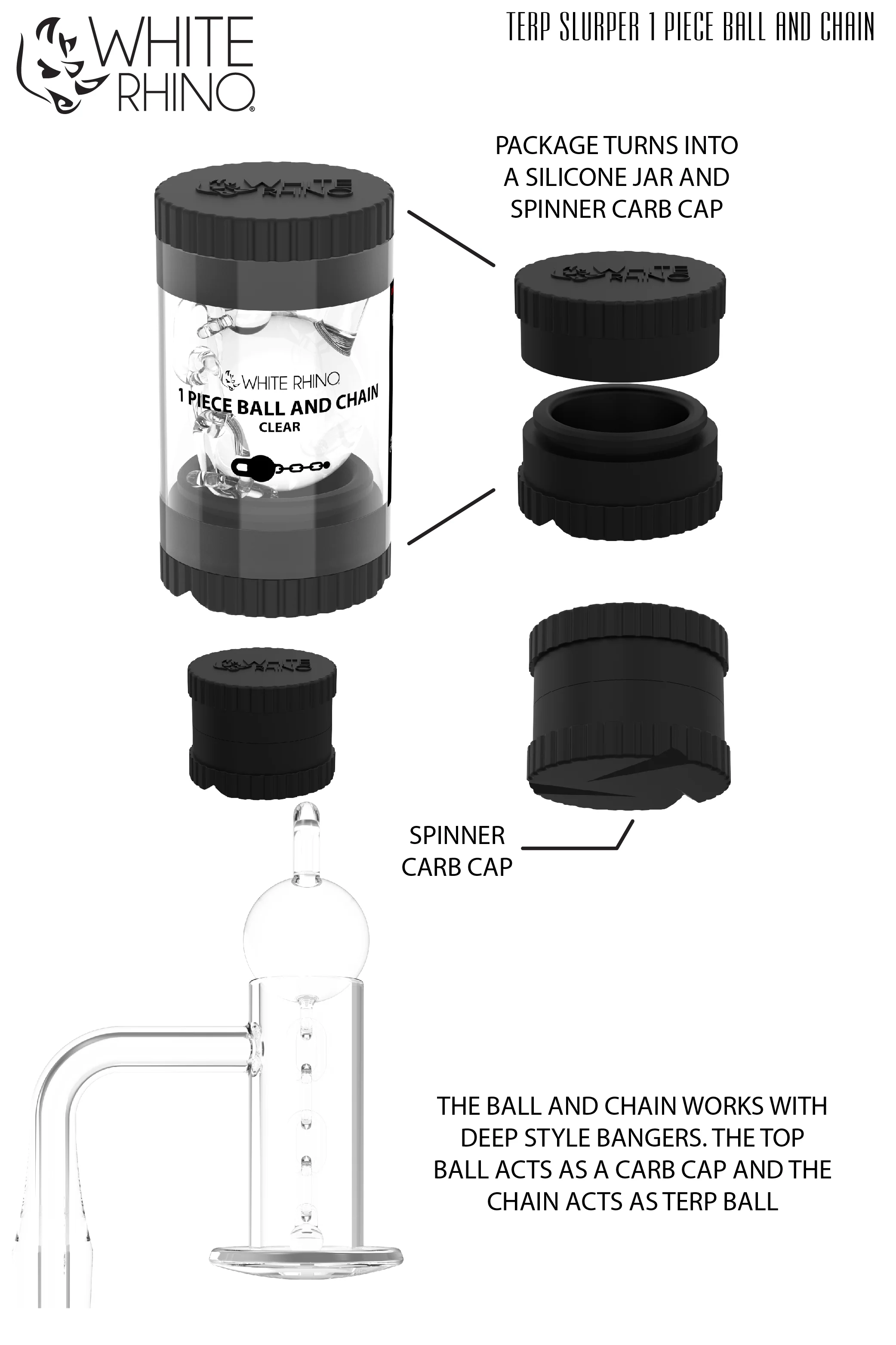 TERP SLURPER 1 PIECE BALL AND CHAIN CLEAR - 6 COUNT DISPLAY - Image 8