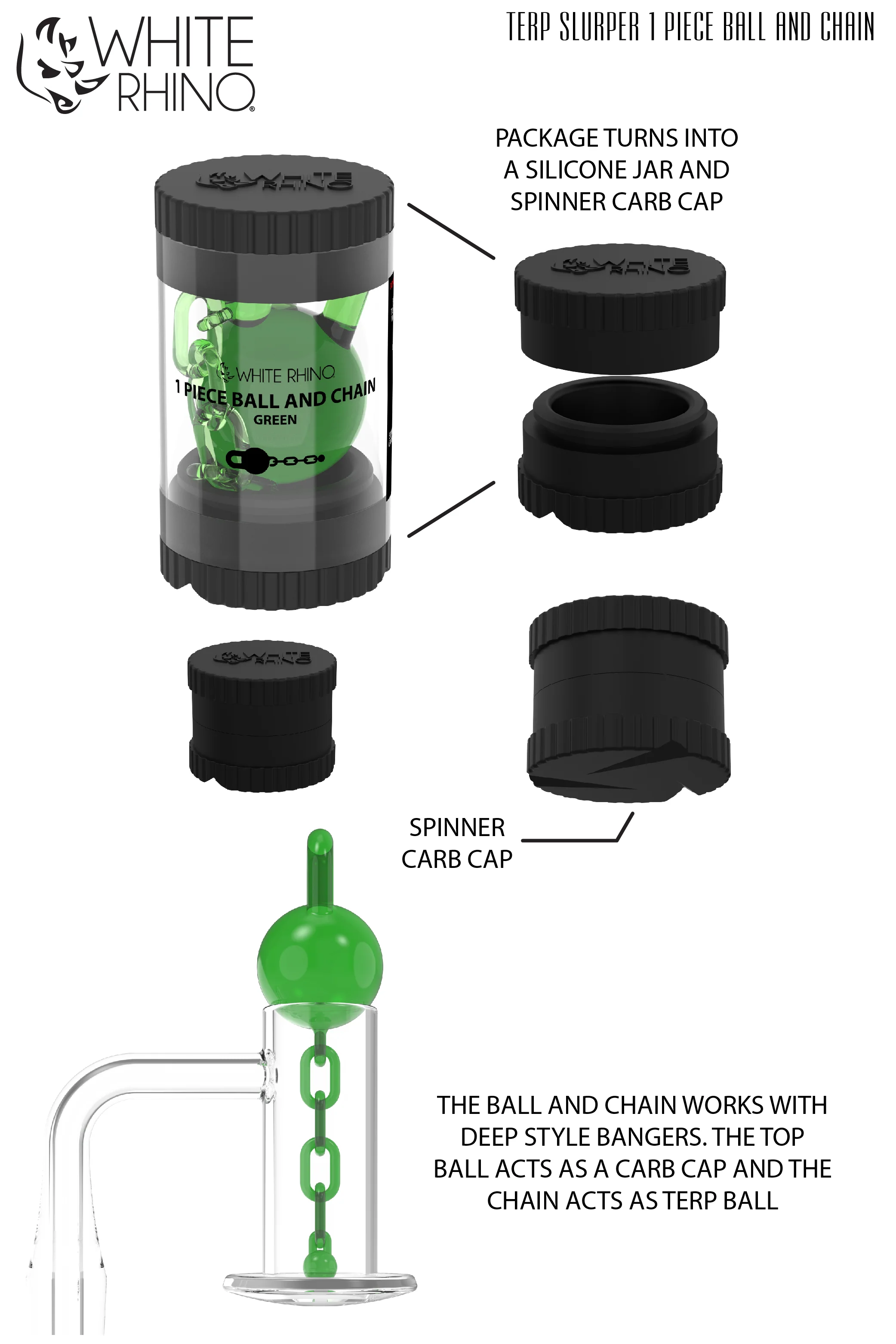 TERP SLURPER 1 PIECE BALL AND CHAIN GREEN - 6 COUNT DISPLAY - Image 8