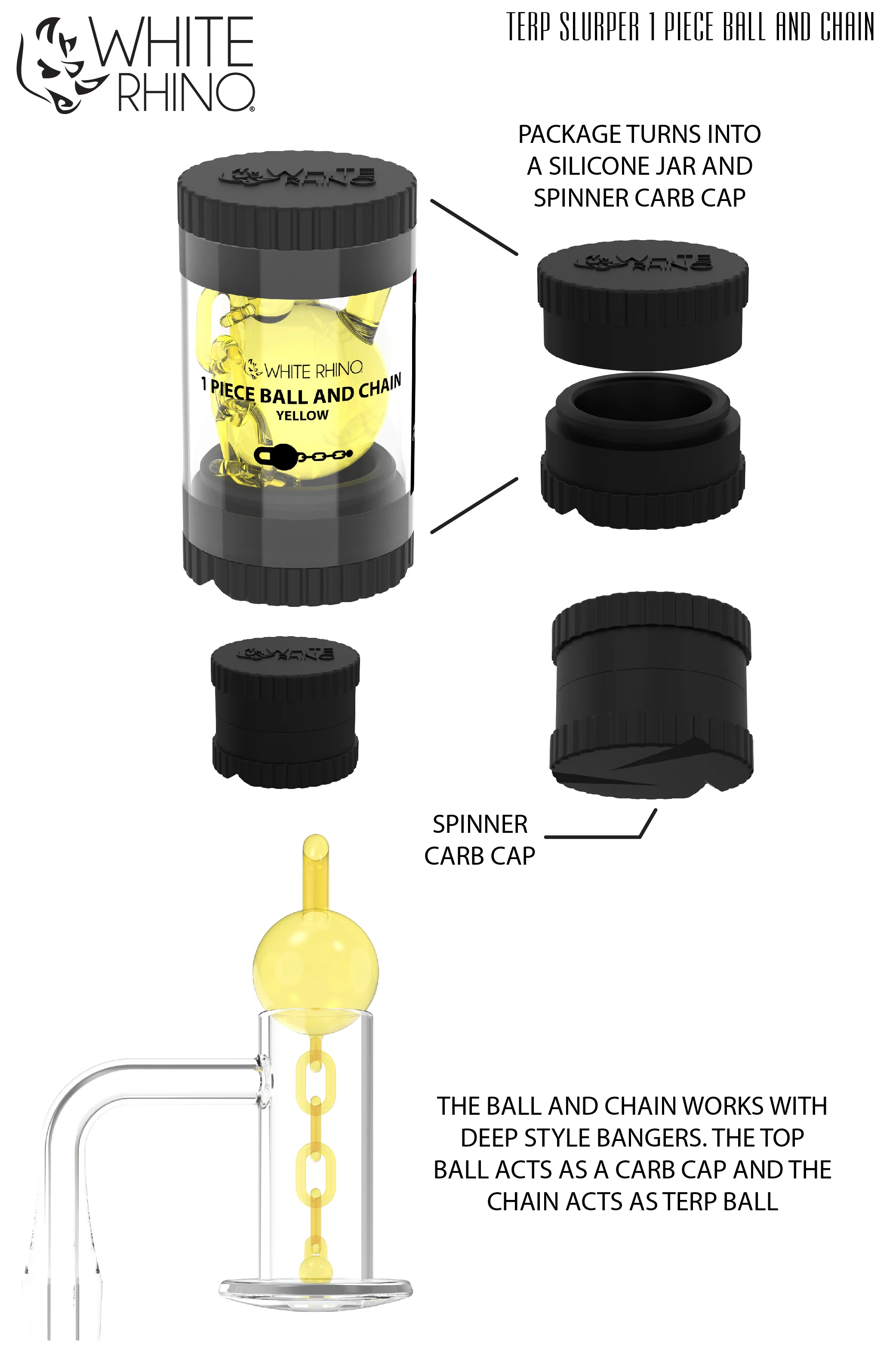 TERP SLURPER 1 PIECE BALL AND CHAIN YELLOW - 6 COUNT DISPLAY - Image 8