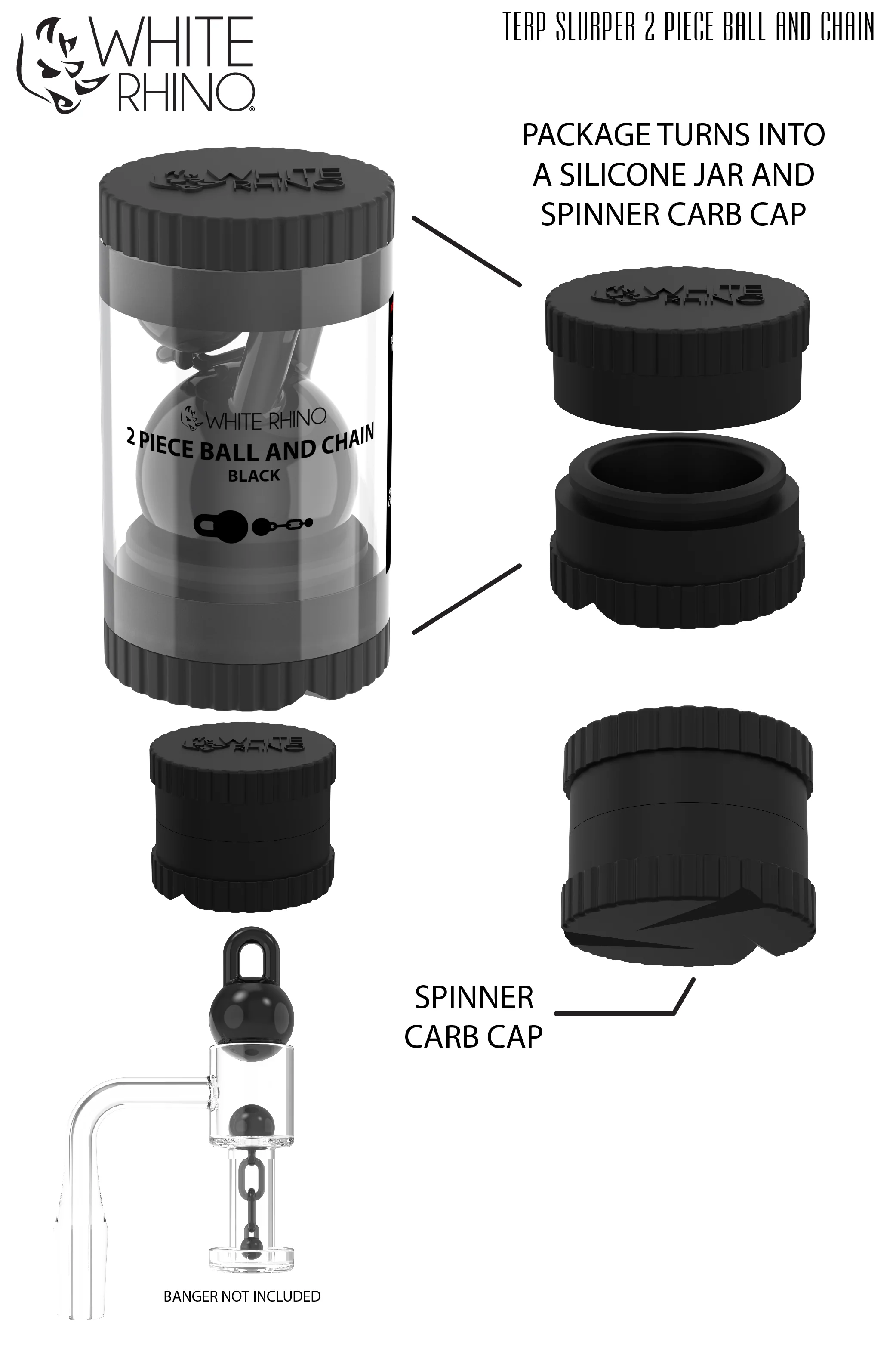 TERP SLURPER 2 PIECE BALL AND CHAIN BLACK - 6 COUNT DISPLAY - Image 8