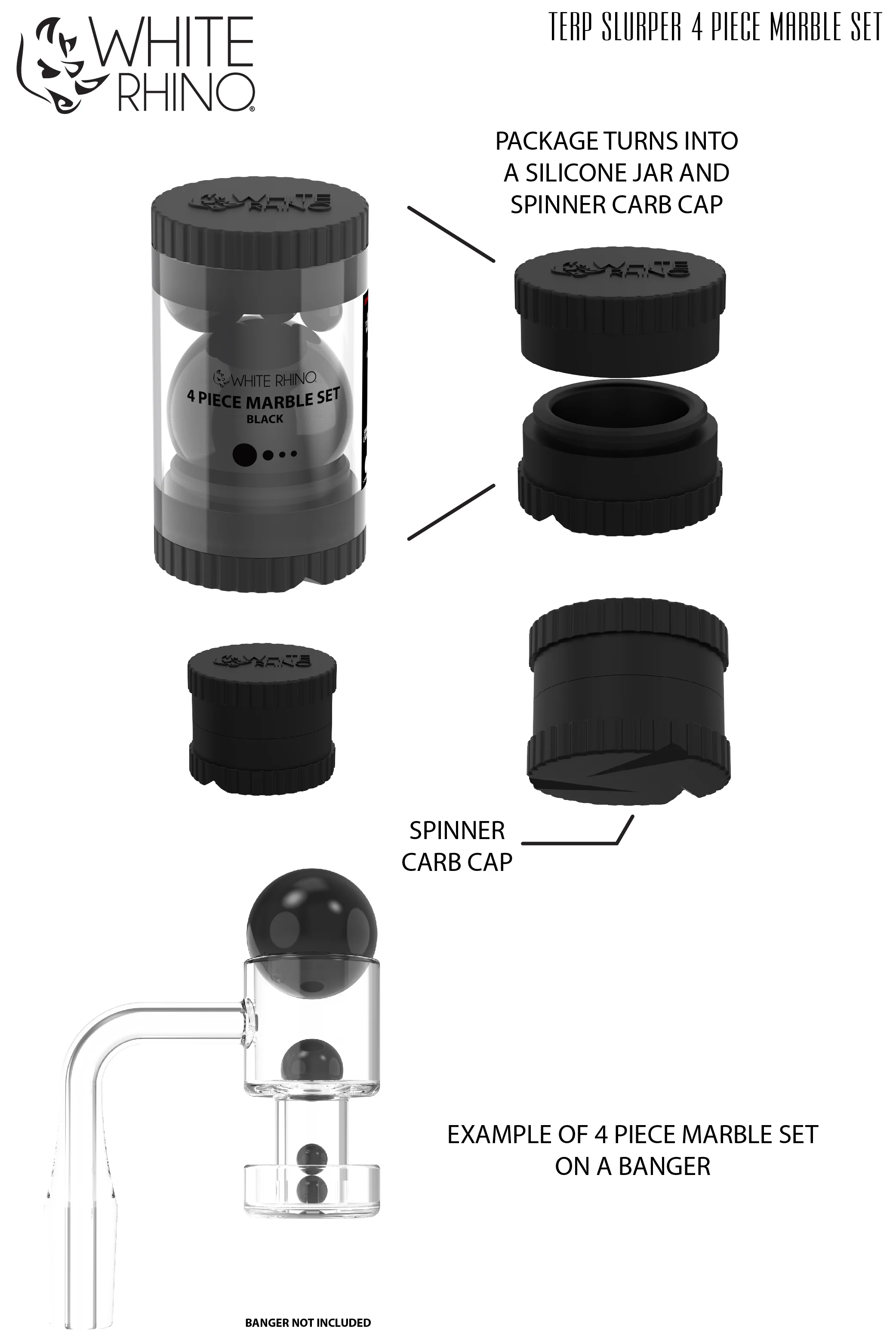 TERP SLURPER 4 PIECE MARBLE SET BLACK - 6 COUNT DISPLAY - Image 8