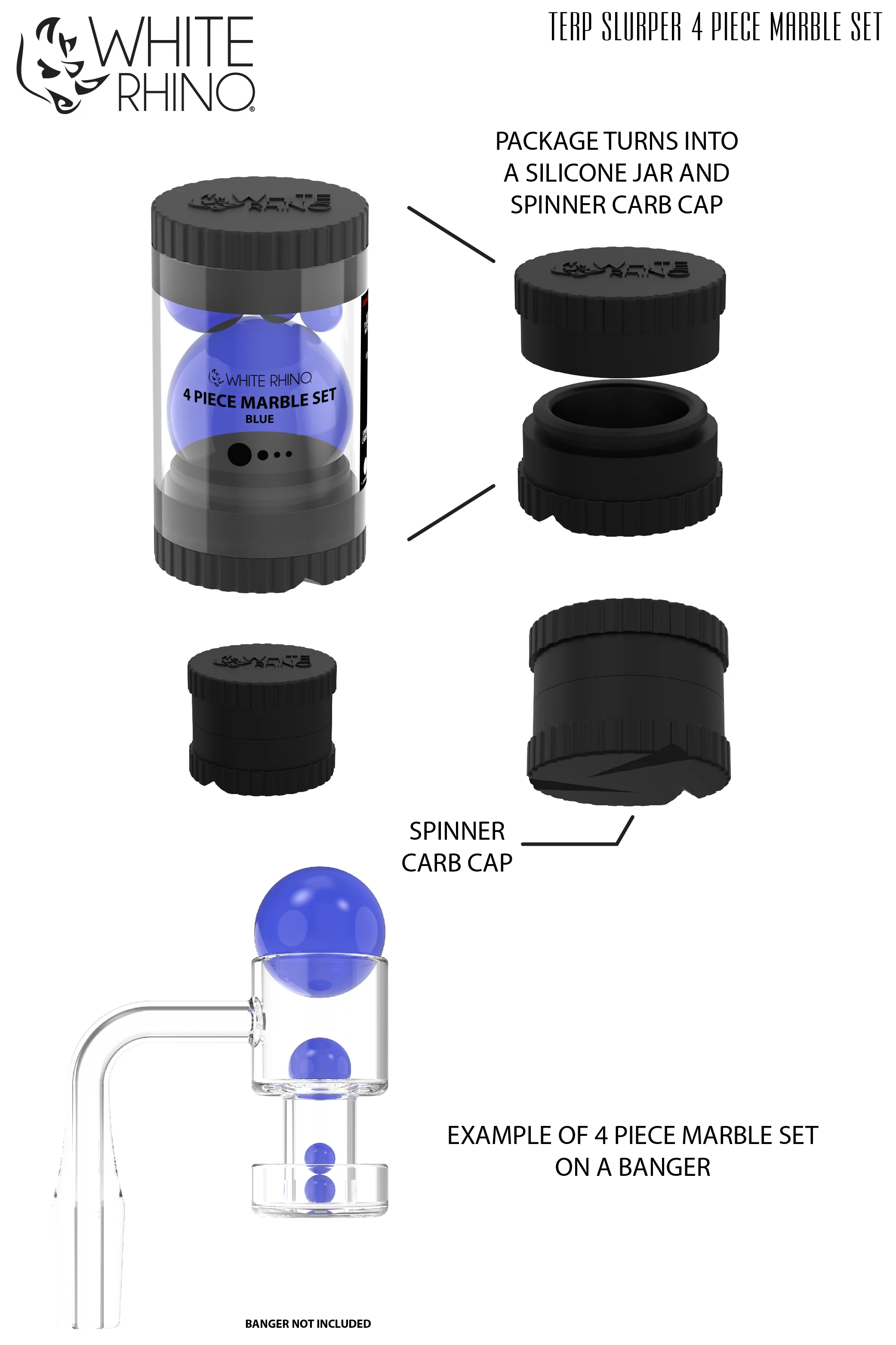TERP SLURPER 4 PIECE MARBLE SET BLUE - 6 COUNT DISPLAY - Image 8