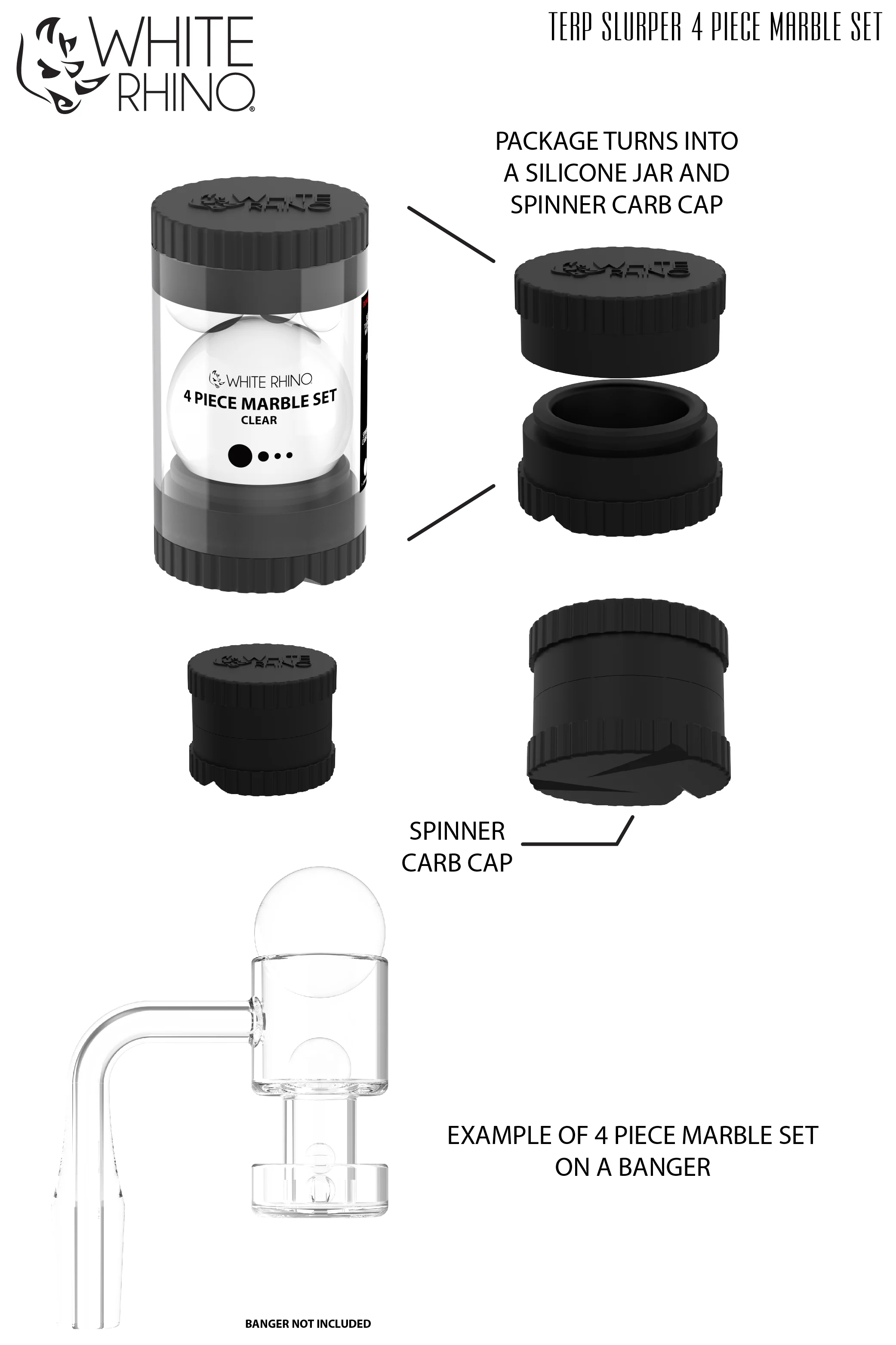 TERP SLURPER 4 PIECE MARBLE SET CLEAR - 6 COUNT DISPLAY - Image 8