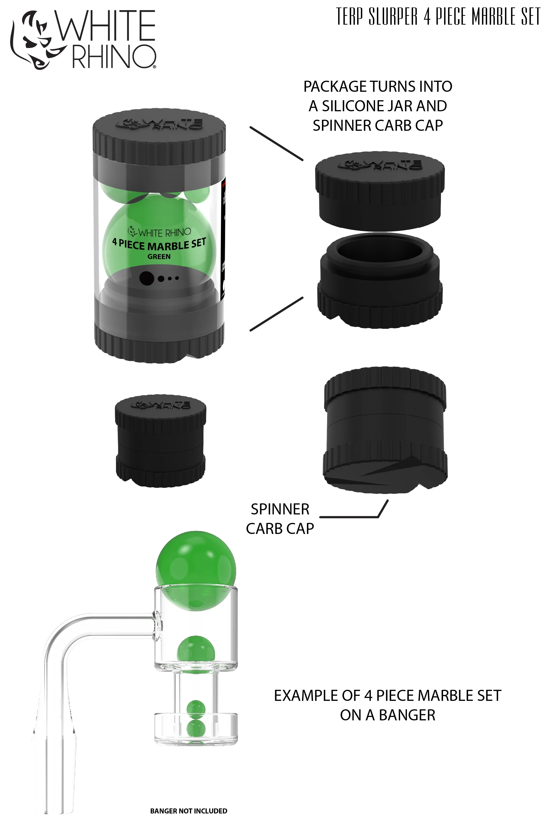 TERP SLURPER 4 PIECE MARBLE SET GREEN - 6 COUNT DISPLAY - Image 8