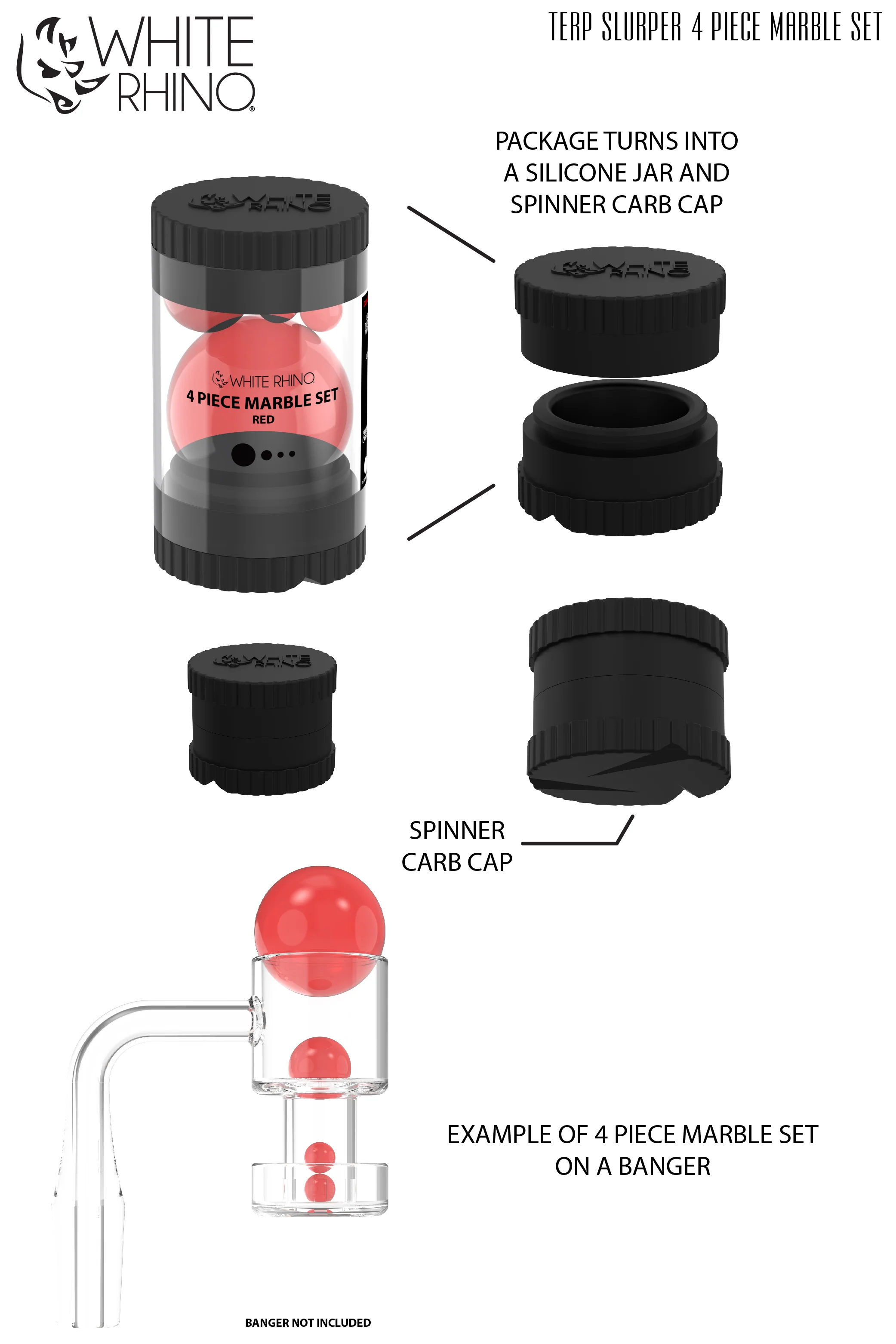TERP SLURPER 4 PIECE MARBLE SET RED- 6 COUNT DISPLAY - Image 8