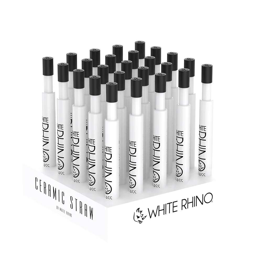 WHITE CERAMIC V2 DAB STRAW WITH SILICONE CAP - 25 COUNT DISPLAY