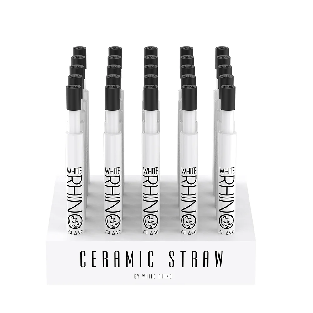 WHITE CERAMIC V2 DAB STRAW WITH SILICONE CAP - 25 COUNT DISPLAY - Image 2
